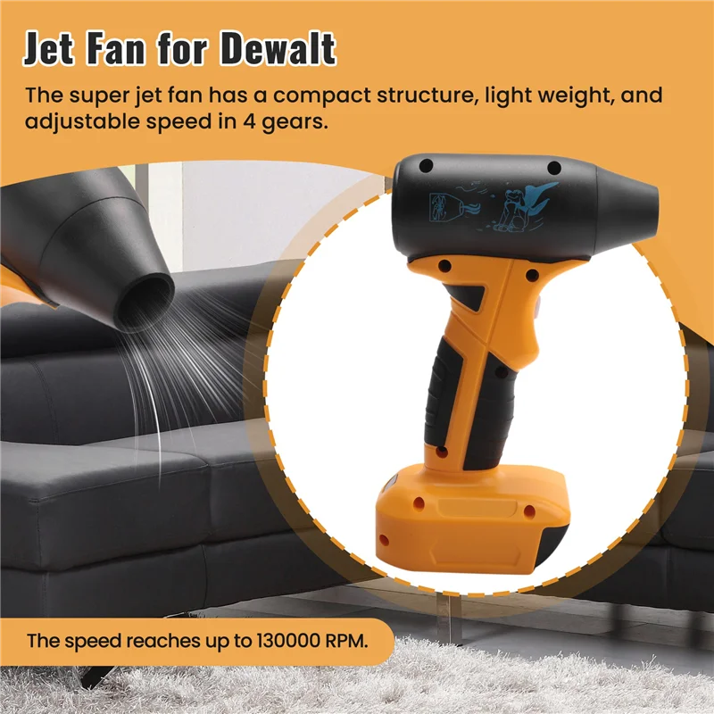 

FEDI-Mini Power Jet Вентилятор 130000 об/мин Скорость ветра 4 скорости управления для литиевой батареи 18 В 20 В, суперструйный вентилятор