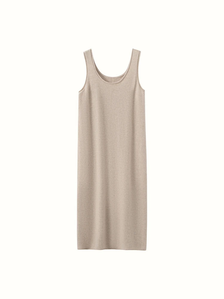 

New Autumn Winter Women's Fashion Solid O-Neck Pullover Strapless Sundress 100% Cashmere Elegant Warm Soft Knitted Simple