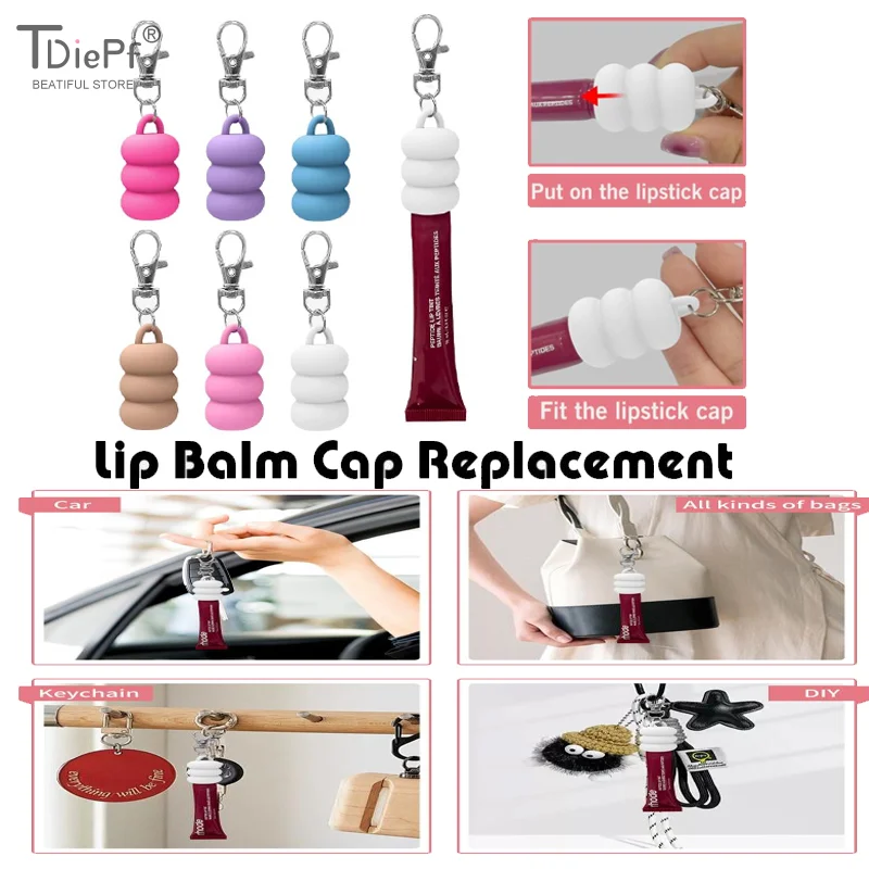 Practical Donut Silicone Keychain Cap Accessories Portable Durable Holder Keychain Compatible For Lipgloss Storage And Balm Cap
