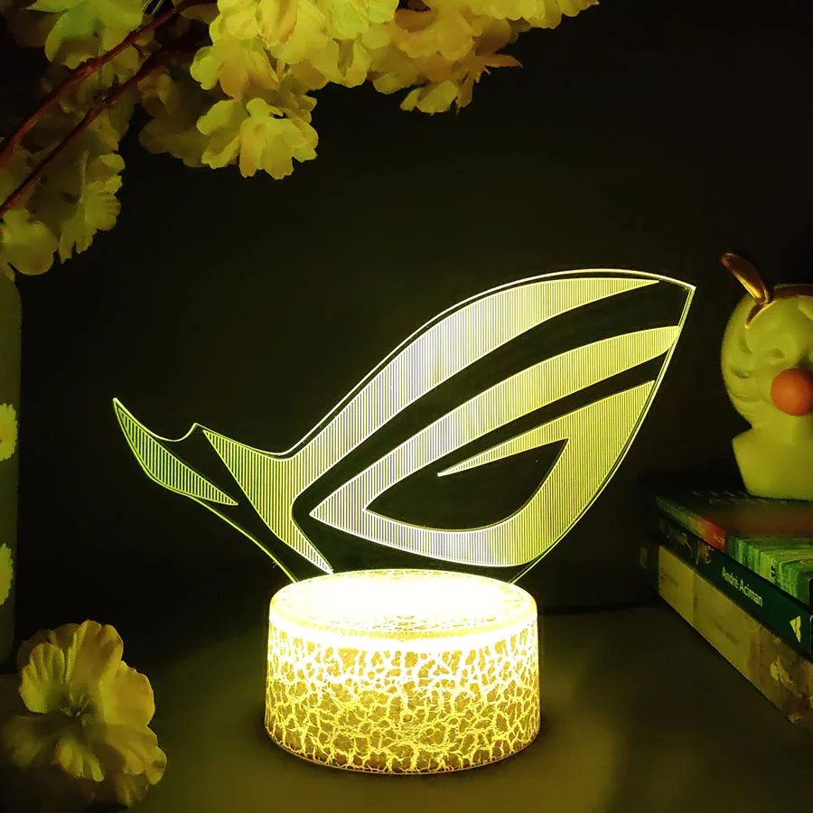 ROG-Lampe LED 3D Cool Gaming Logo Lamp, Luminaire Décoratif d\'Nik, Idéal pour une Salle de Jeu ou une Chambre à Coucher