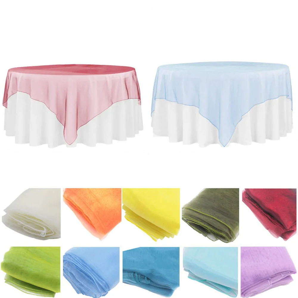 5Pcs Organza Square Tablecloth Overlay Tablecloth Cover Romantic Wedding Party Outdoor Event Banquet 135x135cm Home Decor Supply