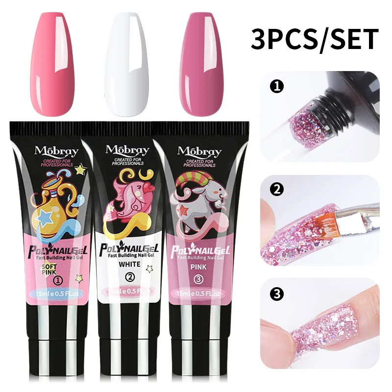 Extension Nail Gel Clear White Pink  Quick Extension Gel UV LED Extension Gel Nail Tips Enhancement Slip Solution