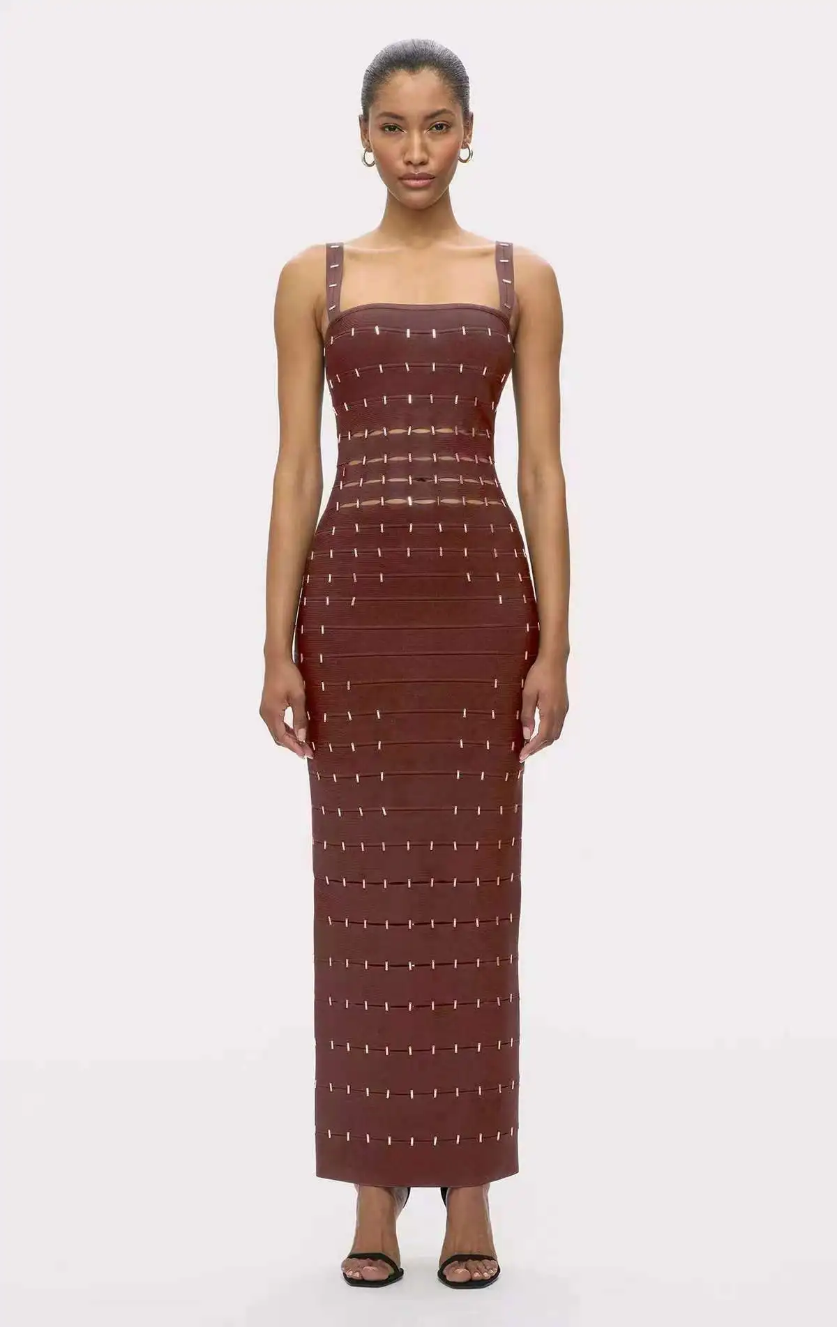 

2025 Sexy Backless Dress High-Slit & Stitched Details - Midnight Black/Sky Blue/Terracotta Elegant Evening Breathable Mesh