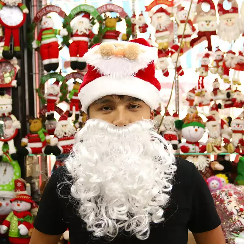 1-10PCS 산타 가짜 수염 크리스마스 의상 파티를위한 탄성 밴드가있는 현실적인 흰색 콧수염, 성인 어린이 코스프레 액세서리