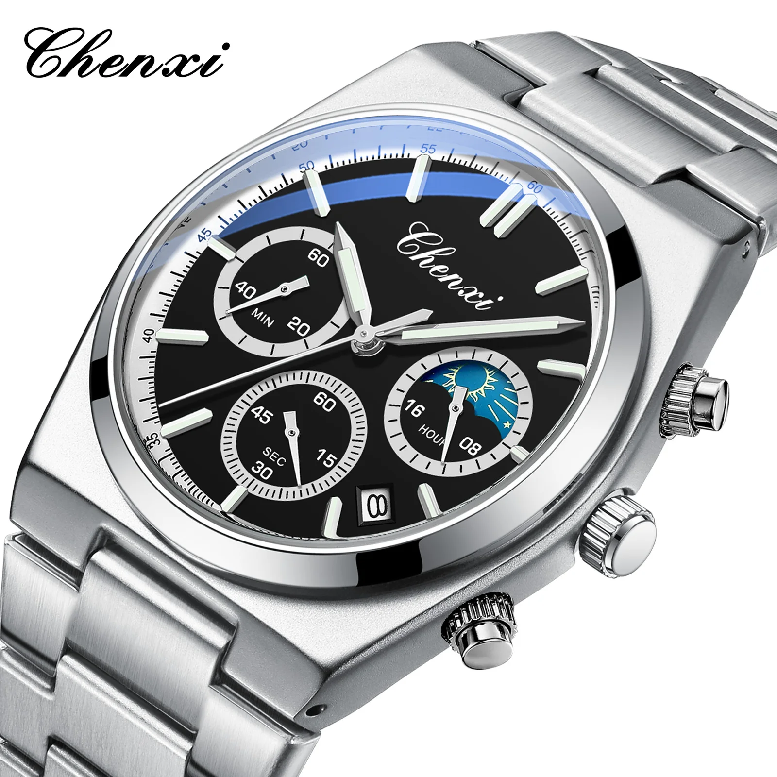 CHENXI Luxury Stainless Steel Watch For Man Multi functional