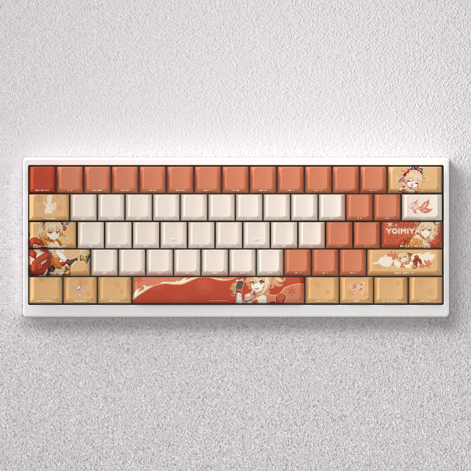 Genshin Impact 98 Key Cap Yoimiya Cute Anime Keycaps PBT Cherry Profile Keycap Mechanical Keyboard Made68 Mad68 Wooting 60