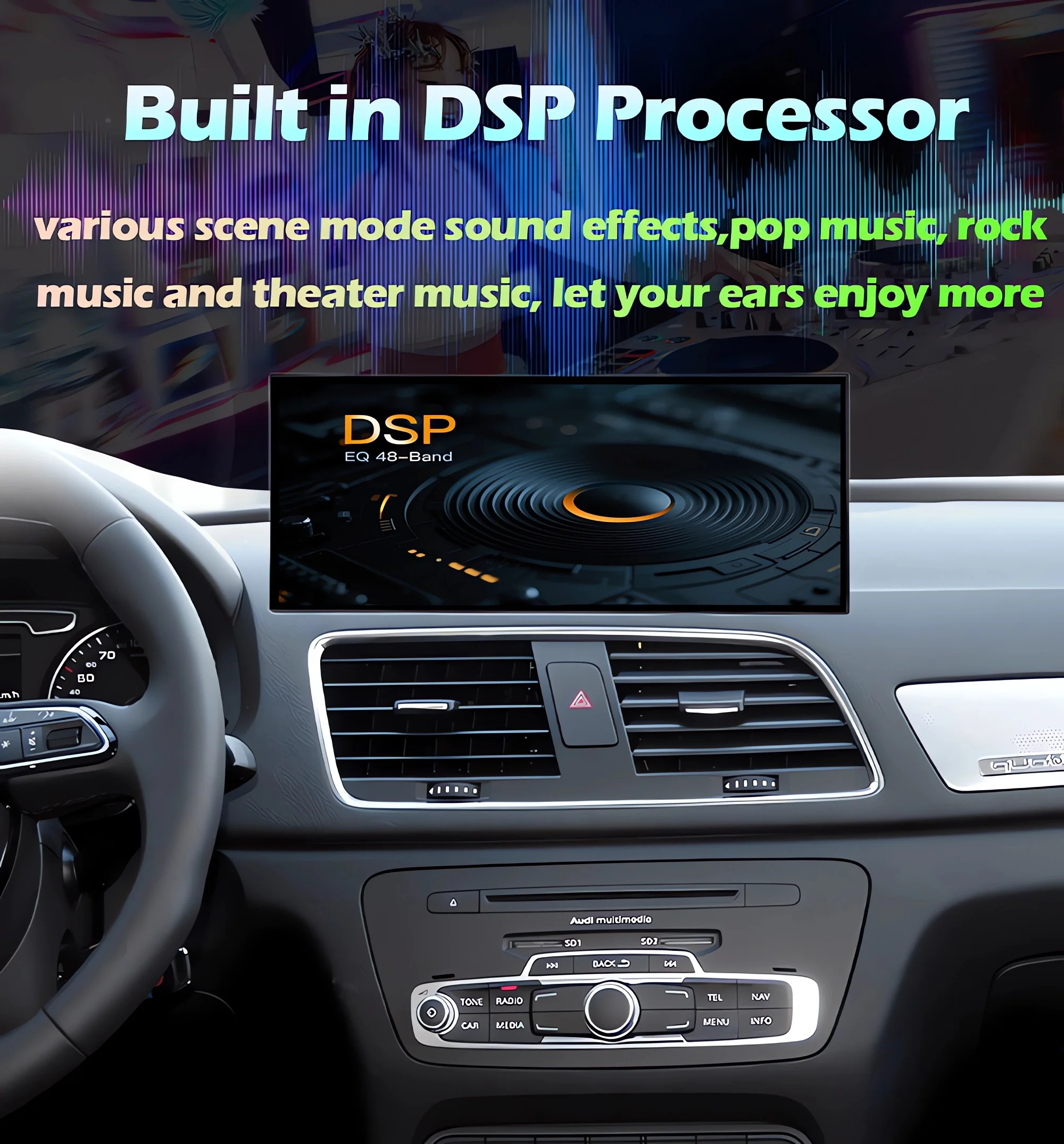 Android 16 For Audi A1 2012-2018 Android Auto Screen Stereo Car Radio Carplay 4G Wifi BT DSP RDS Navigation GPS No 2din DVD view 5