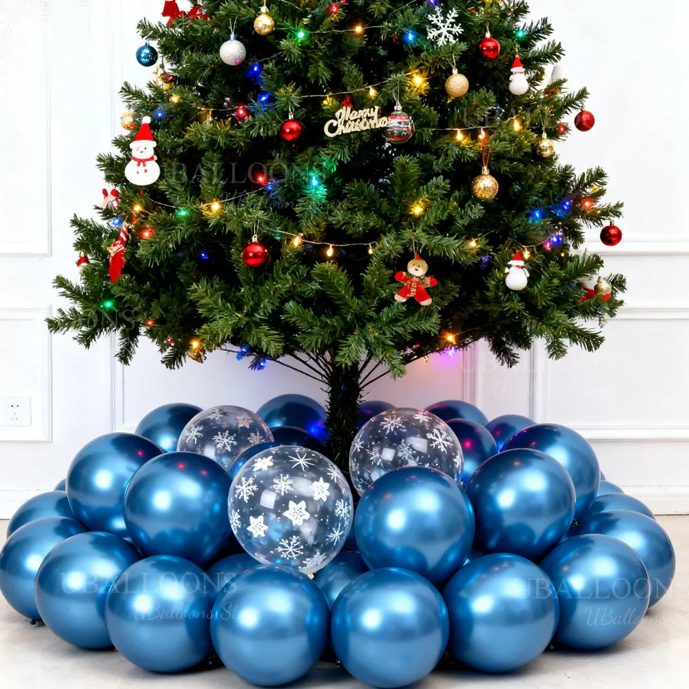 20/40 Stück Schneeflocken-blaue Luftballons, 30,5 cm, metallisch, blau, transparent, Schneeflocken-Luftballons für Geburtstag, Schnee, Babyparty, Weihnachtsdekoration – Detail 7