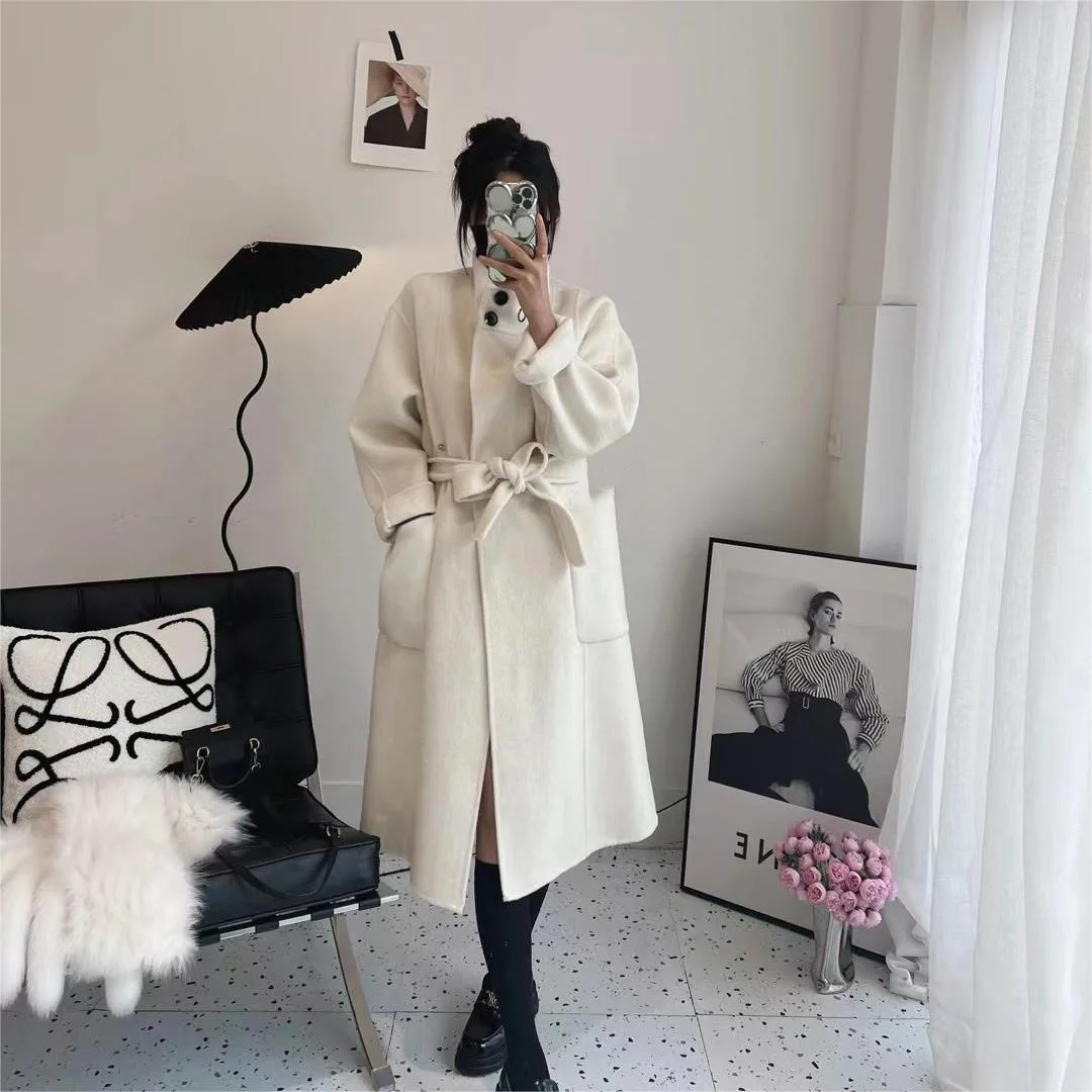 Fox fur coat women\'s 2024 winter new fur coat medium long woolen coat spliced with fox fur