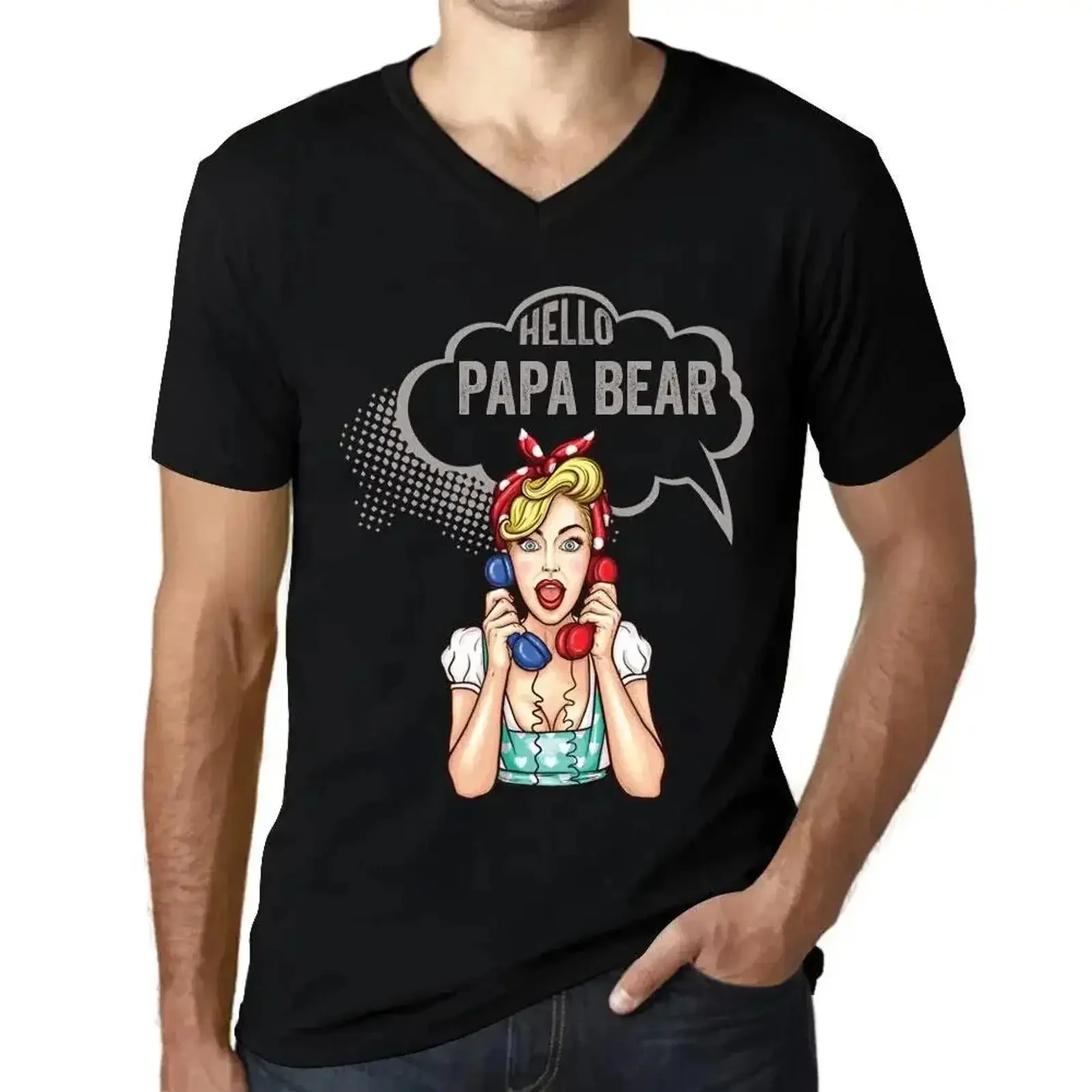 Herren Grafik T Shirt Hallo Papa Bär Hello Bear Öko Verantwortlich vintage Washed Soft Casual fashion graphic designer clothes