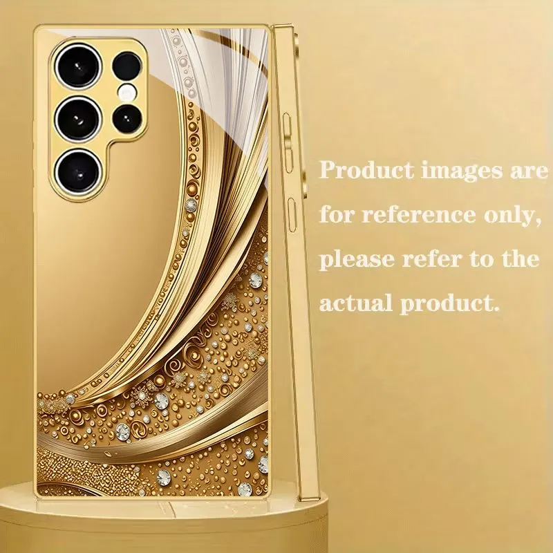 

Electroplated gold new phone case for Samsung Galaxy S26 Ultra S25 Plus S24 S23 S22 fe tempered glass Artistic texture patterns