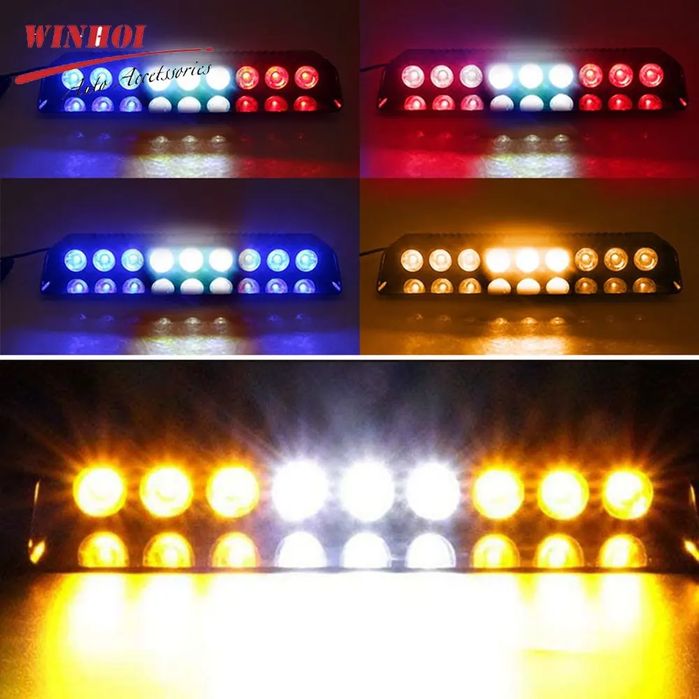 12V Led Car Police Lights Auto Strobe Light Car Windshield Emergency Flashing Lamp Automotivo Warning Beacon with Suction Cup