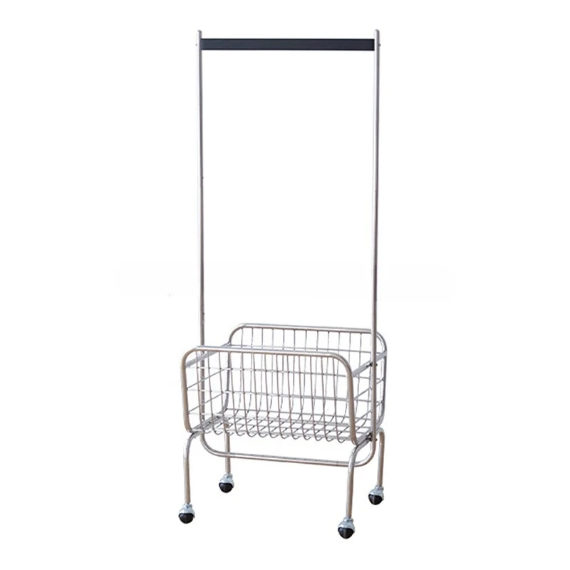 

Nordic bedroom entrance household stainless steel floor hanger mobile coat rack clothing store storage display hanger