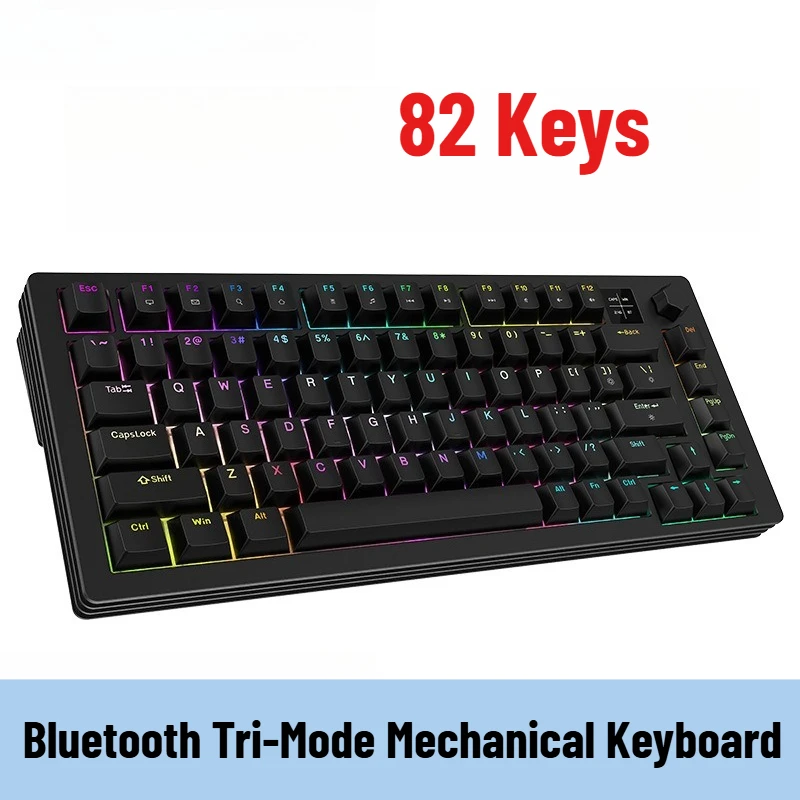 

Bluetooth Tri-Mode Mechanical Keyboard 82 Keys Wireless Gaming Keyboard
