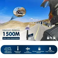 V6 PLUS Motorcycle Bluetooth Helmet Headset Wireless Intercom Riders 1500m Helmet Headset Waterproof 850mAh Interphone Headset