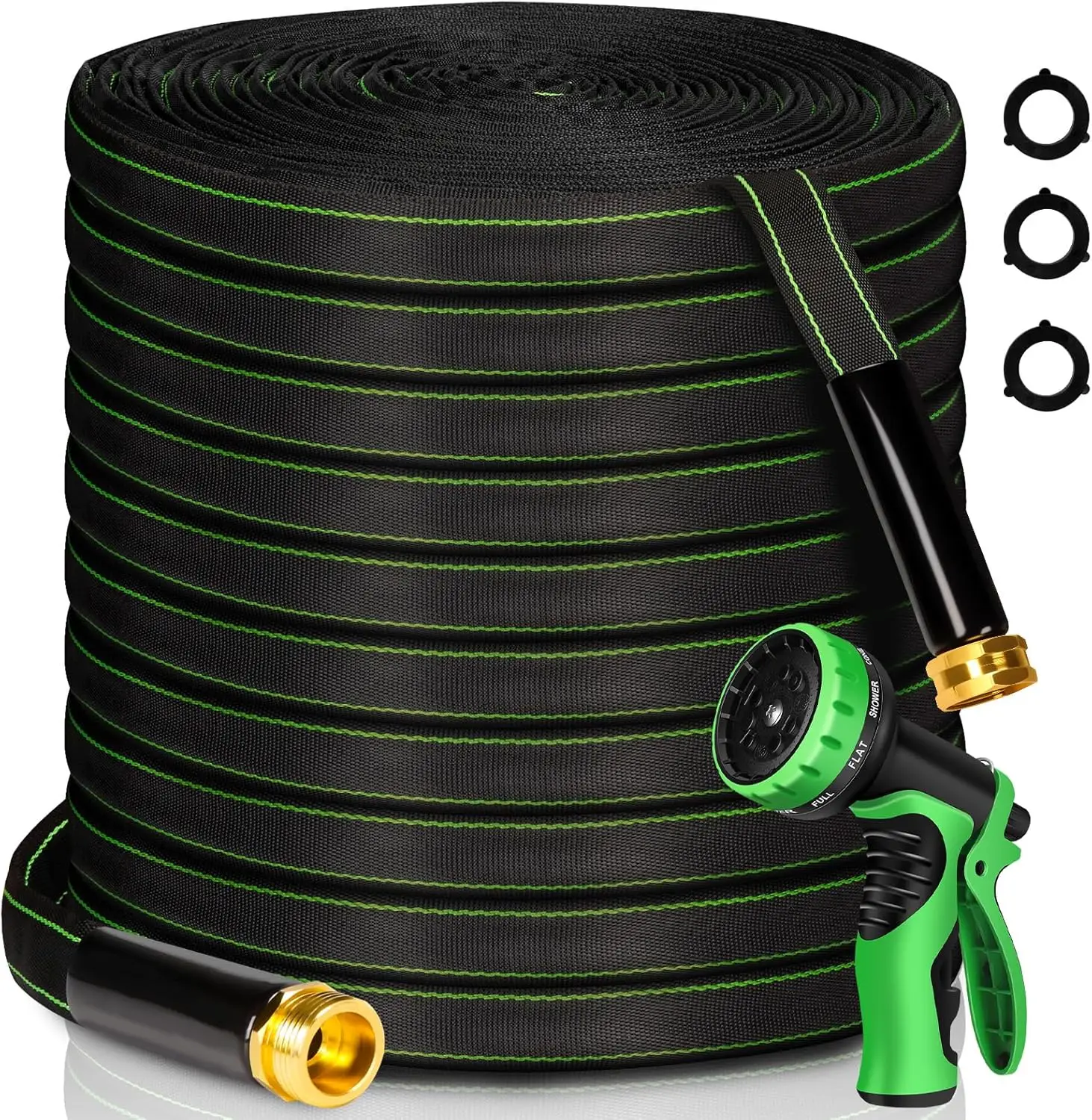 

100ft Heavy Duty Garden Hose, Lightweight No Kink, 3/4" Brass Fittings, Non-Expandable, High Pressure for Yard Lawn Car Wash