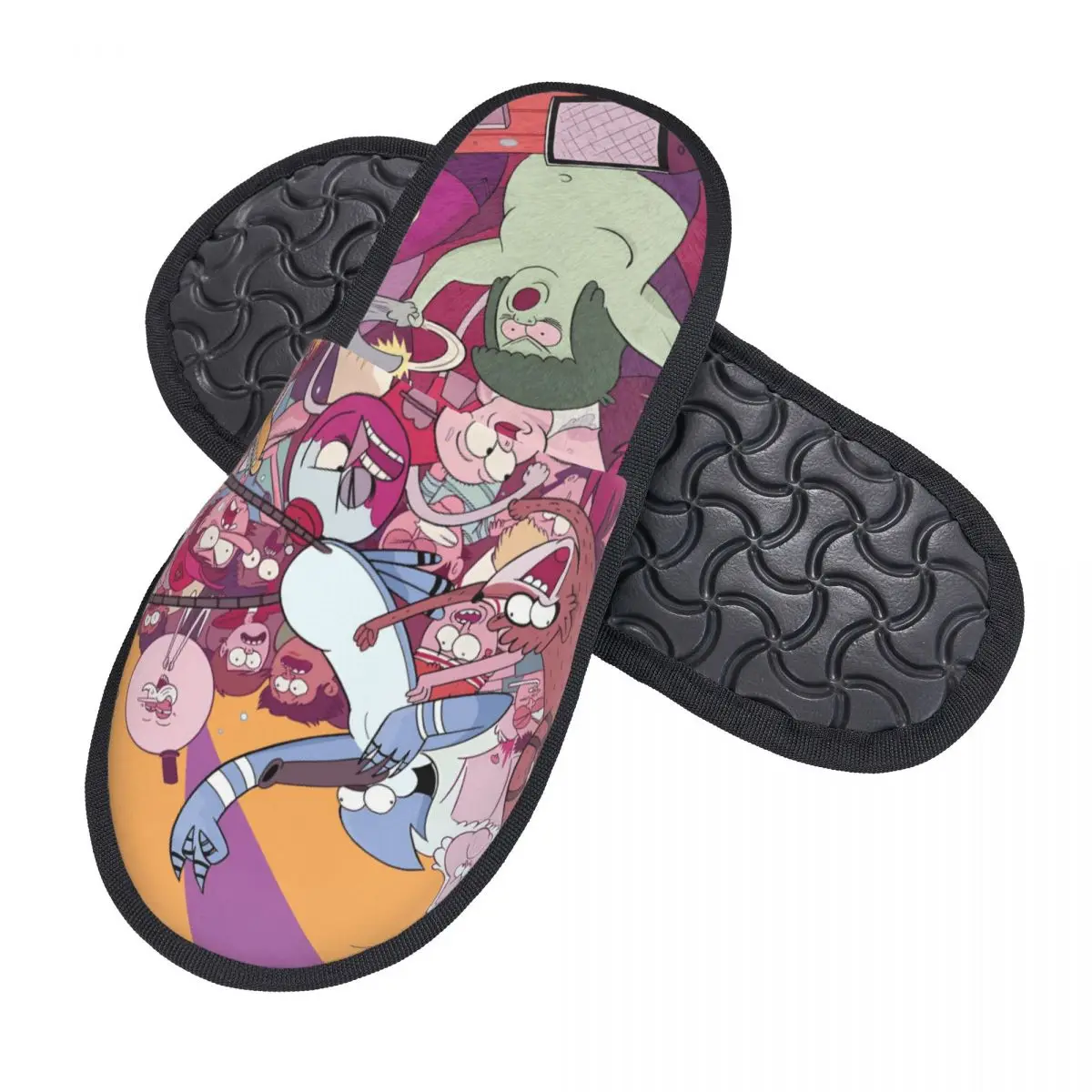 Custom Print Women R-Regular Show House Slippers Soft Warm Funny Cartoon Memory Foam Fluffy Slipper Indoor Outdoor Shoes