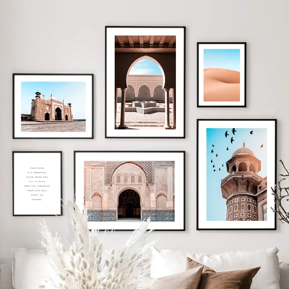 Agra Taj Mahal Mosque Morocco Gate Desert Wall Art Canvas Painting Nordic Posters And Prints Wall Pictures For Living Room Decor