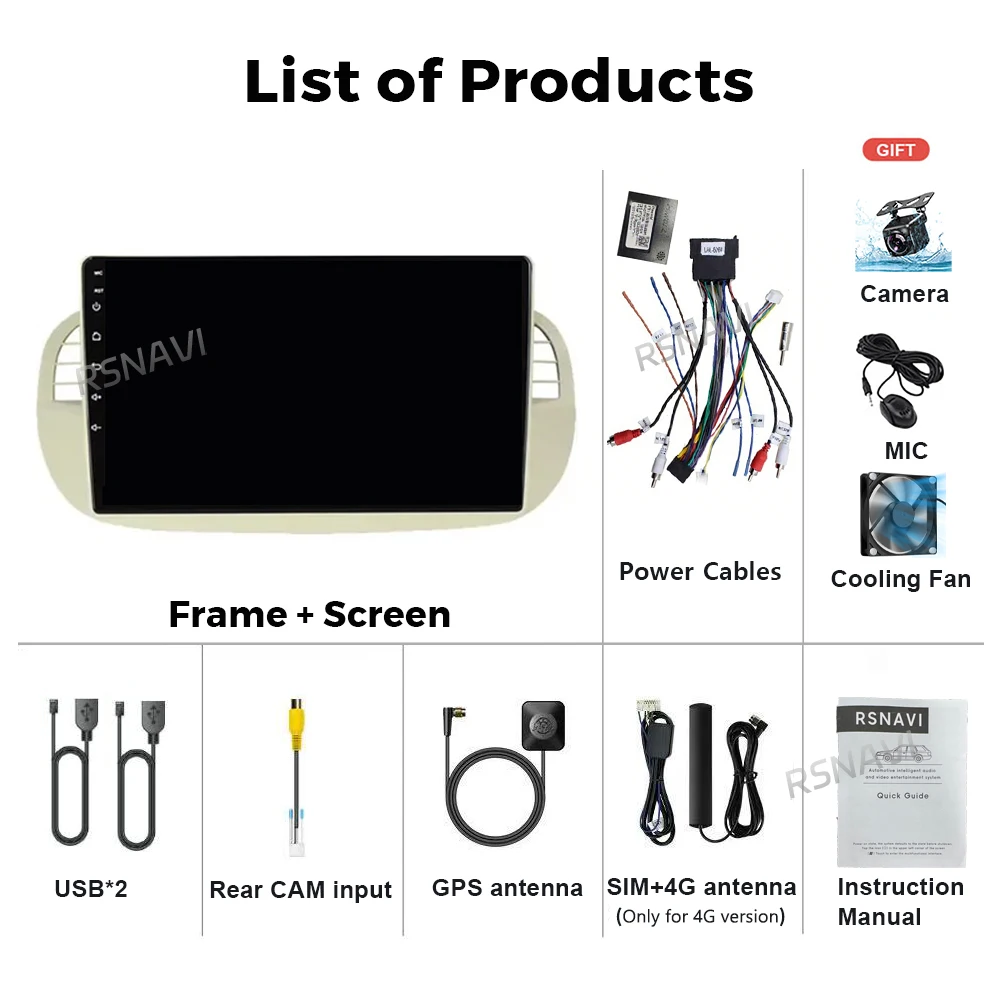 Android 16 CarPlay Auto Car Radio Player For Fiat 500 2007 - 2015 GPS BT Multimedia Stereo 2K Screen Steering Wheel App Control