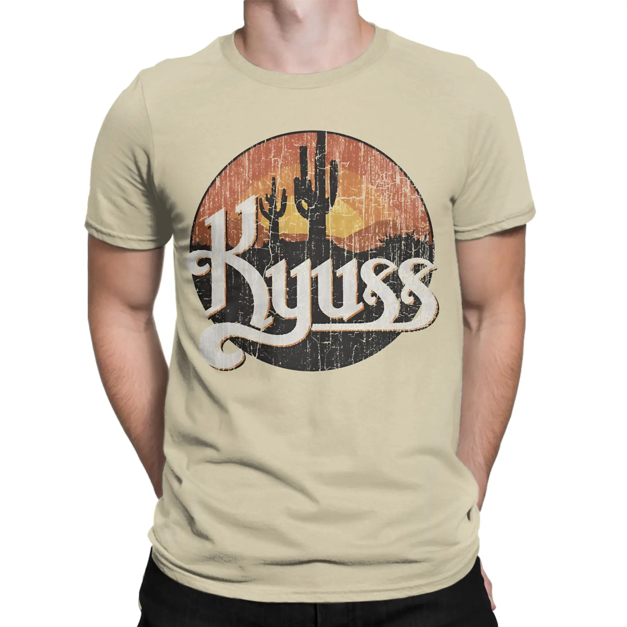 Men's T-Shirt Kyuss Sunset 1987 Queens Vintage Pure Cotton Tee Shirt Short Sleeve  T Shirts Round Collar Clothing 6XL