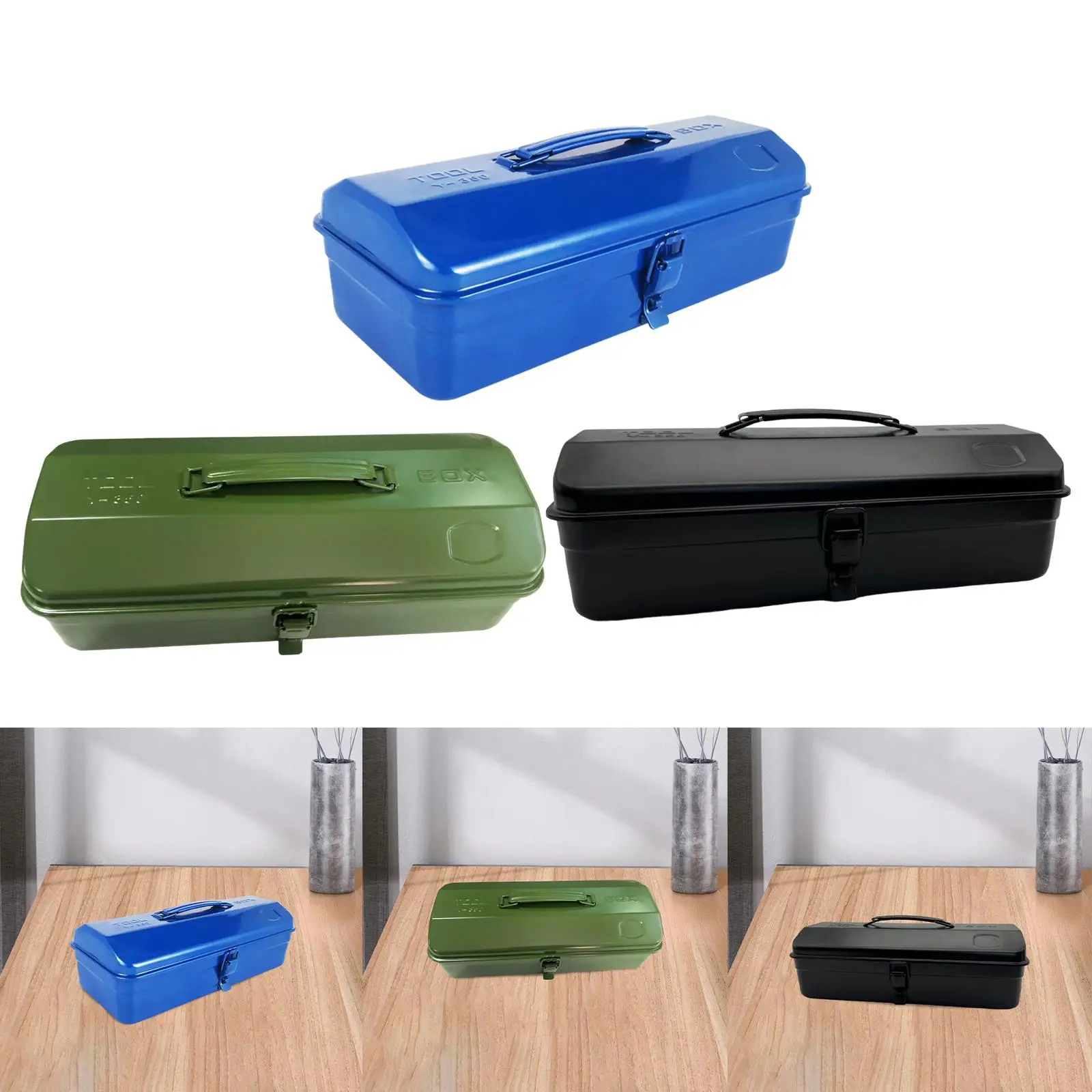 Metal Tool Box Empty Toolbox Multi-Purpose Locking Buckle Tool Chest, Easy