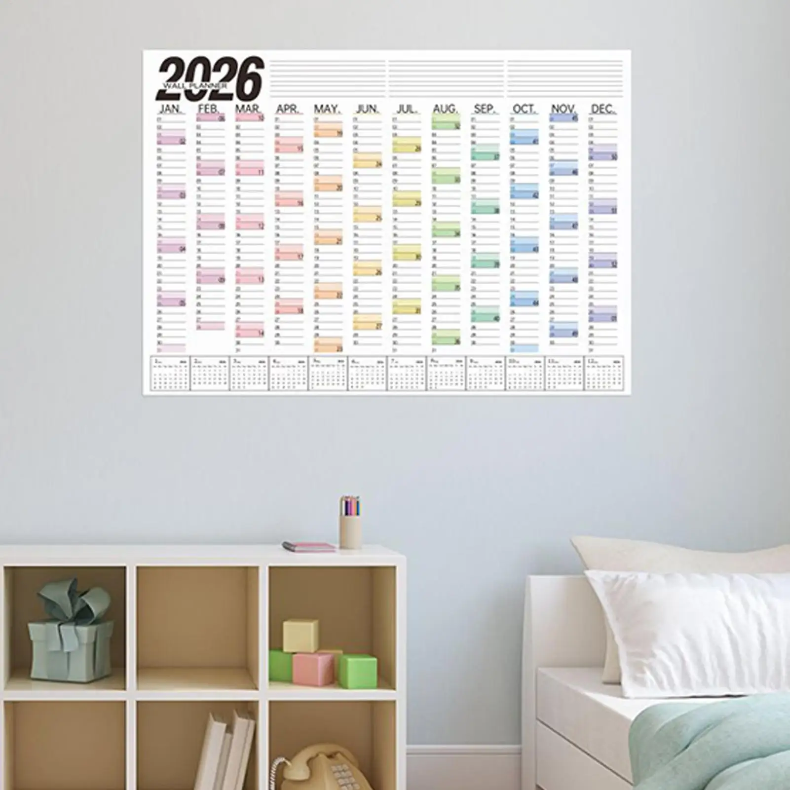 Calendario da parete Planner 2026 Grafico di pianificazione dell'organizzatore di grandi dimensioni Calendario da parete di grandi dimensioni per la cucina di casa dell'ufficio universitario della scuola dei bambini