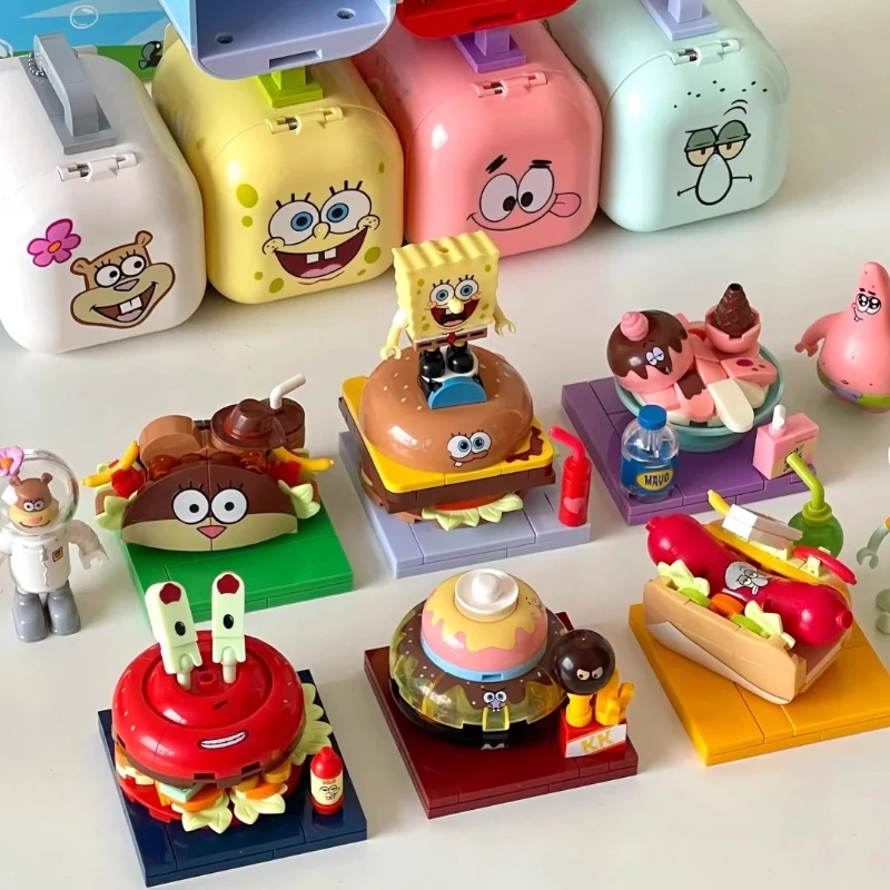 

AREAX SpongeBob New Series Building Blocks Holiday Gifts Children's Educational Assembly Toys Anime Models Building Blocks