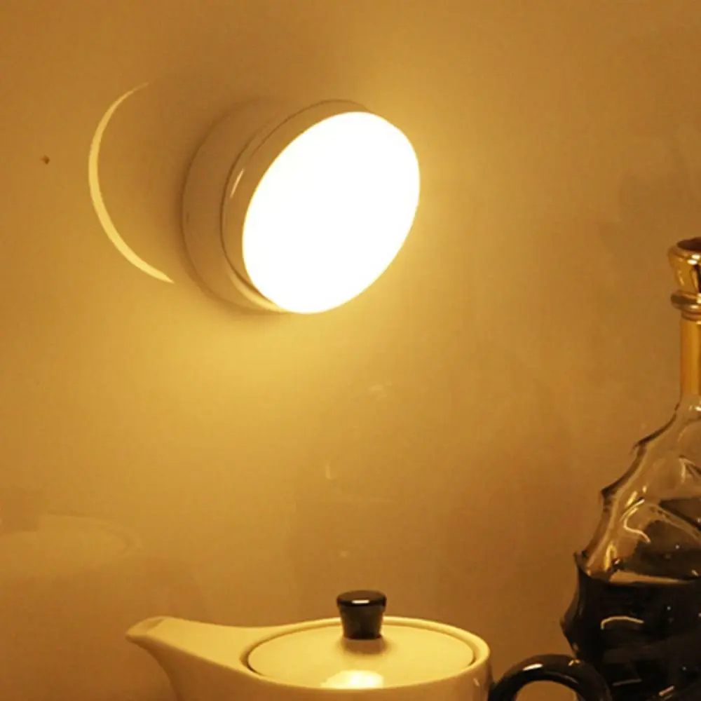 360 Rotated LED Night Light Intelligent Human Induction USB Charging Wall Lamps Round Creative Cabinet Light