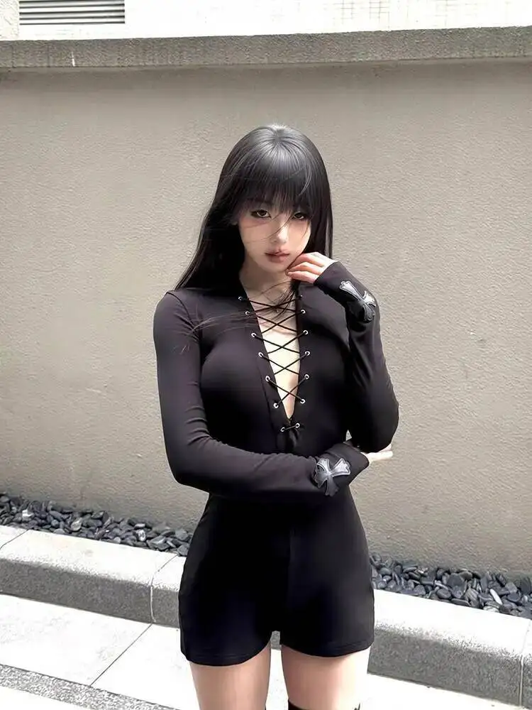 

Women's Jumpsuit 2026 Spring New One Piece Romper Shorts Sexy Hollow Out Slim Fitting Inner Wear Casual Base Layer