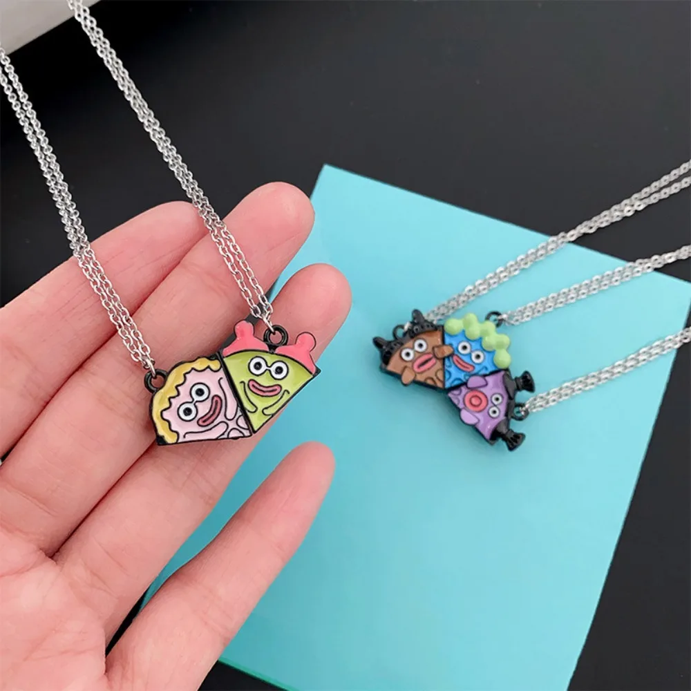 Pizza Shape Cartoon Magnet Necklace Magnetic Alloy Best Friend Necklace Chain Necklace Combination Cartoon Pendant Necklace