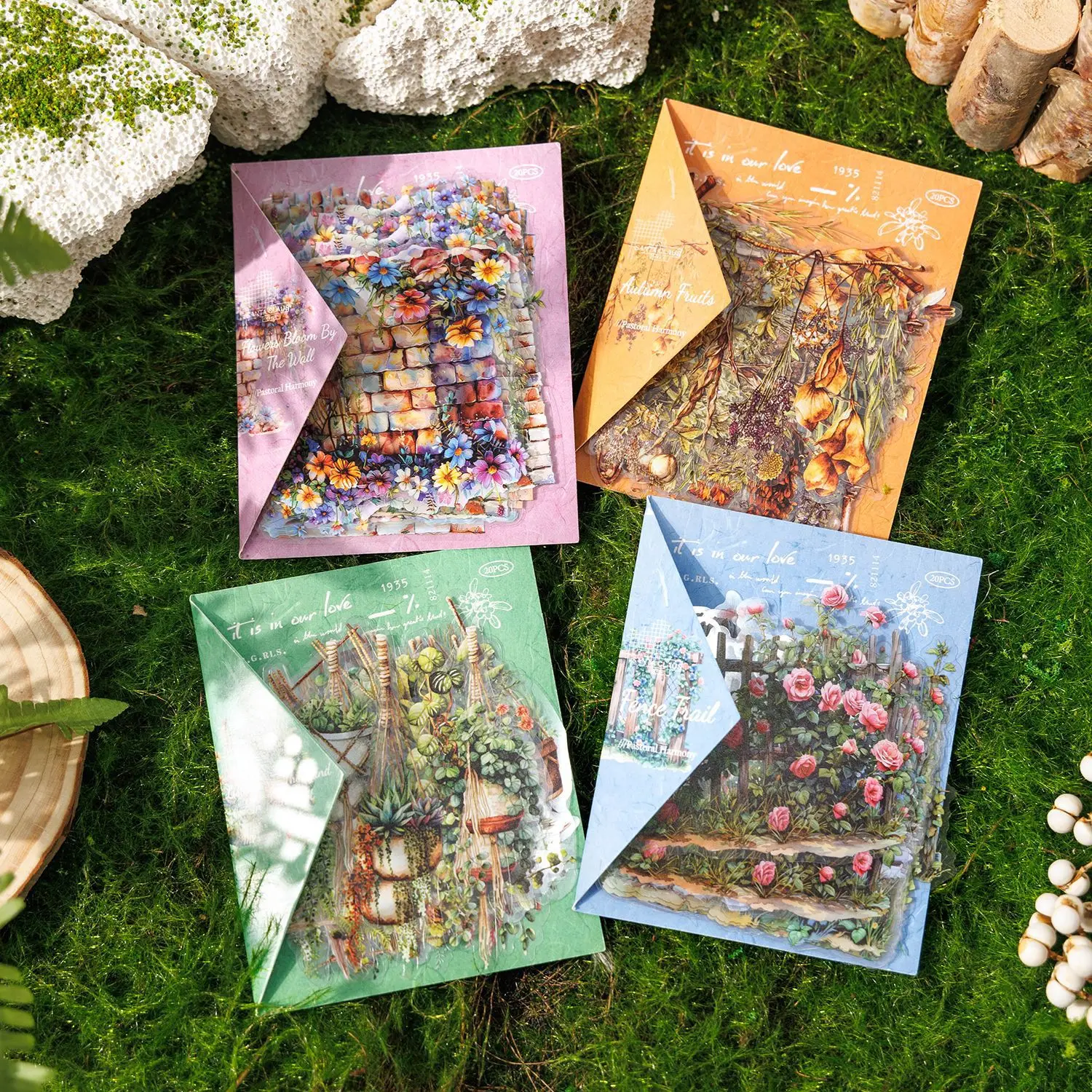 20pcs/lot Memo Pads Material Paper Idyllic Harmony confession Junk Journal Scrapbooking Cards Retro Background Decoration Paper