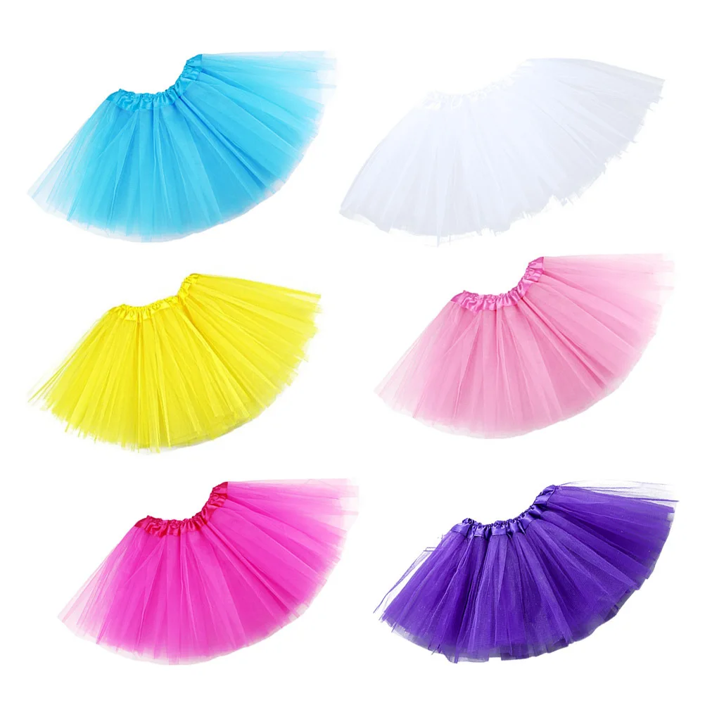 6Pcs Girl Ballet Tutu Skirt Chiffon Elastic Waistband Ballet Dance Practice Wrap Skirt for Kids Ages 2-8 Pink Yellow White Rose