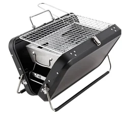 Folding Suitcase Outdoor Portable Stainless Steel BBQ  Smoker Burner Oven Charcoal Kitchen Camping Barbecue Cooking Grill