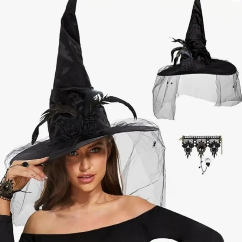 39BD Witch-Themed Costume Accessory with Dimensional Pleats and Double-Stitched Edging for Photography, Stage Performances and