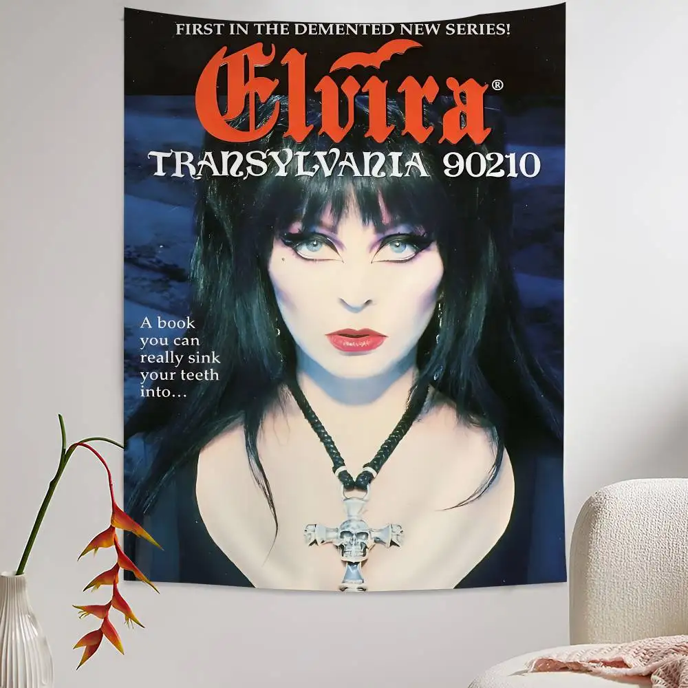 Horror Film E-Elvira M-Mistress D-Dark Cartoon Tapestry Art Science Fiction Room Home Decor Wall Hanging Sheets