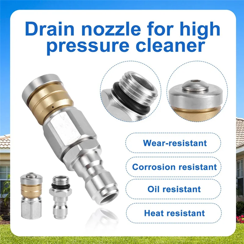 

A03F-4 Pcs Sewer Jetter Nozzle Set, For Pressure Washer Drain Jet Hose Tips With 1/4Inch NPT Quick Connector 5000 PSI