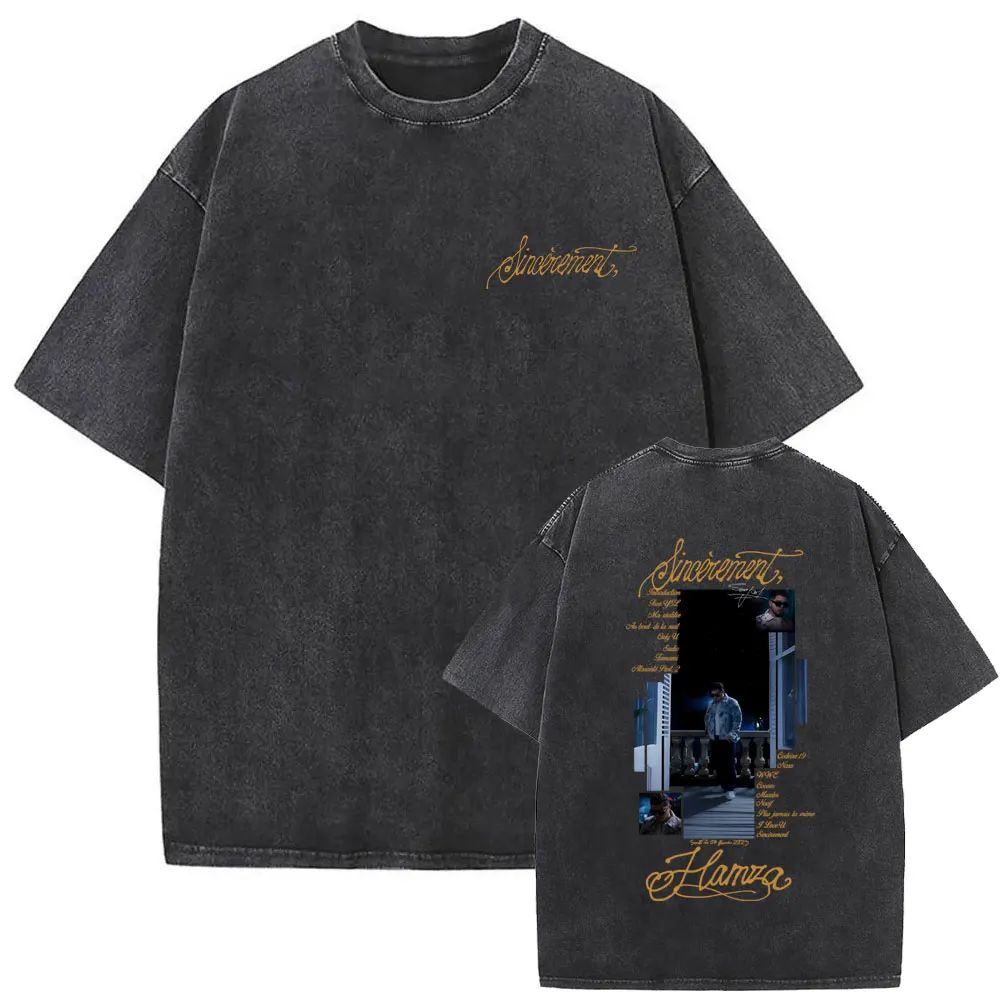 

Washed Vintage Rapper Hamza Sincèrement T-shirts Men Women Hip Hop Fashion Pop Music Tshirt Male Summer Casual Oversized T Shirt