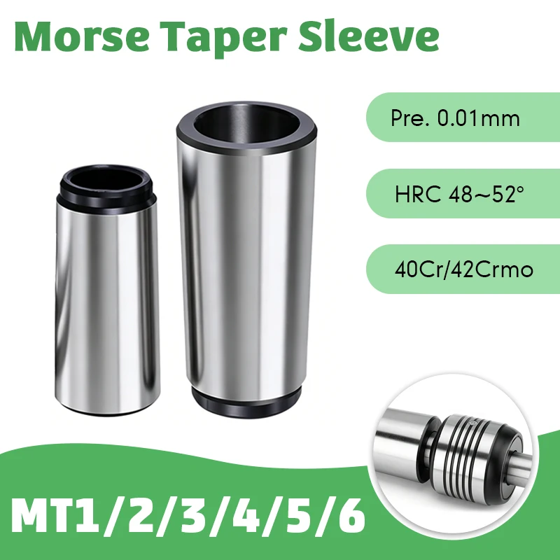 Morse Taper Reducing Sleeve MT1 MT2 MT3 MT4 MT5 MT6 Flat‑Tail Taper Shank for Lathe CNC Chuck Transfer Machine Tool Drill Sleeve
