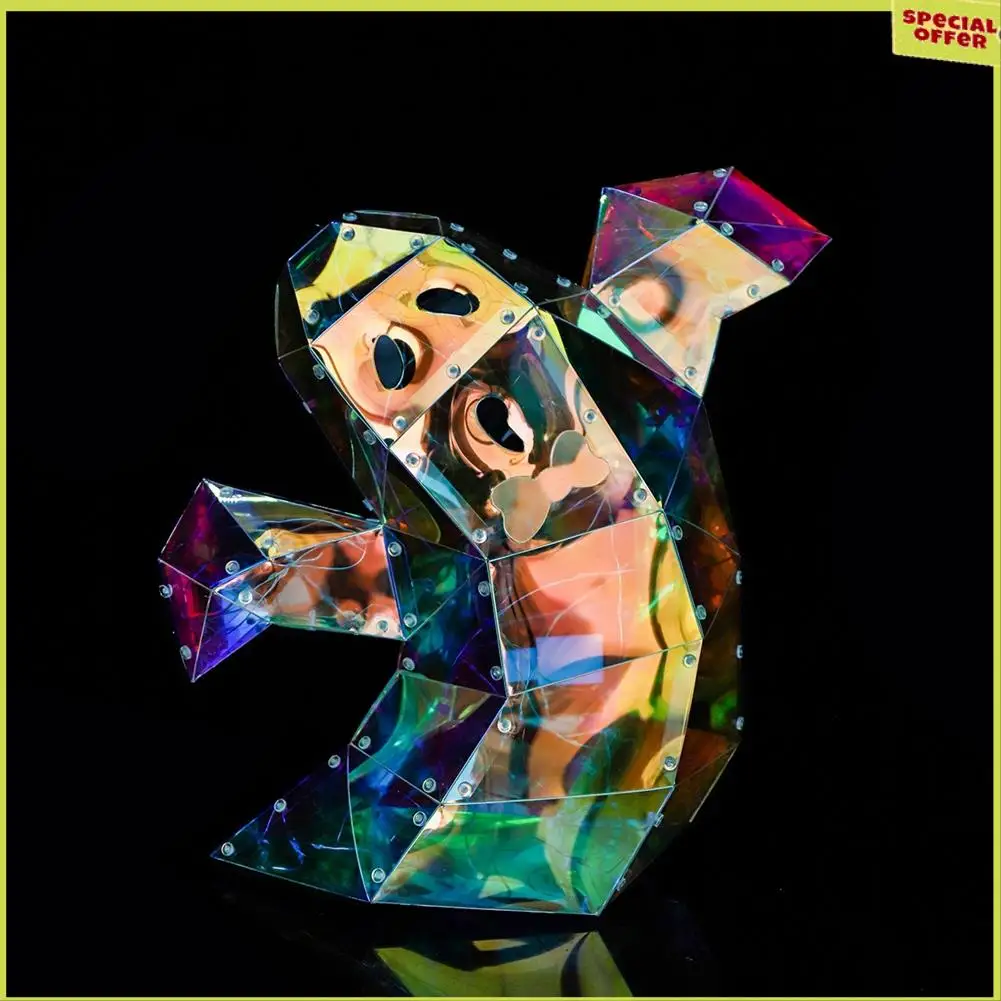 A34R Patung Hantu Seram Warna-warni Prismatik, Patung Hantu LED, Dekorasi Halloween Patung Hantu Lampu Malam