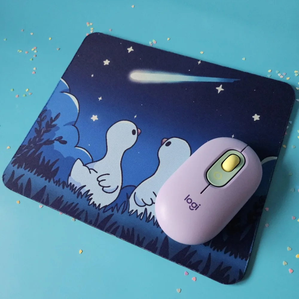 Cute Duck Mouse Pad | Cabin-style Meteor Shower Desktop Accessories for PC, Suitable for Office and Home Use