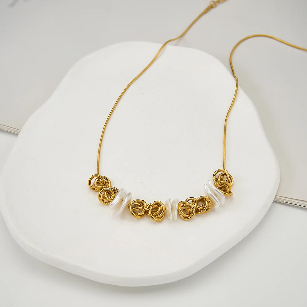 ENFASHION Shell Circle Chain Necklace For Women Jewelry Para Mujer Stainless steel Trendy Gold Color Necklaces Dropshipping 3385
