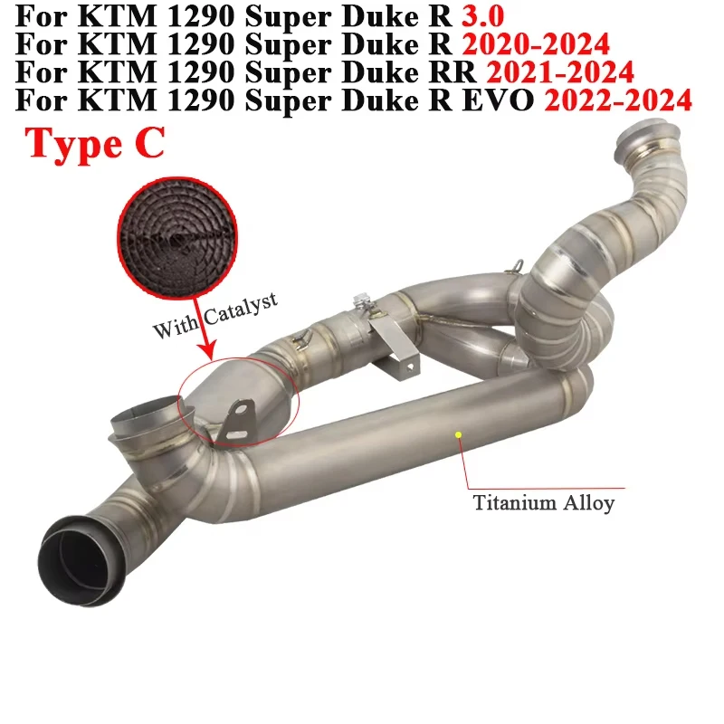 For KTM 1290 Super Duke R 3.0 RR EVO 2020 - 2024 Motorcycle Exhaust Titanium Alloy Escape Link Pipe Replace Original Catalyst