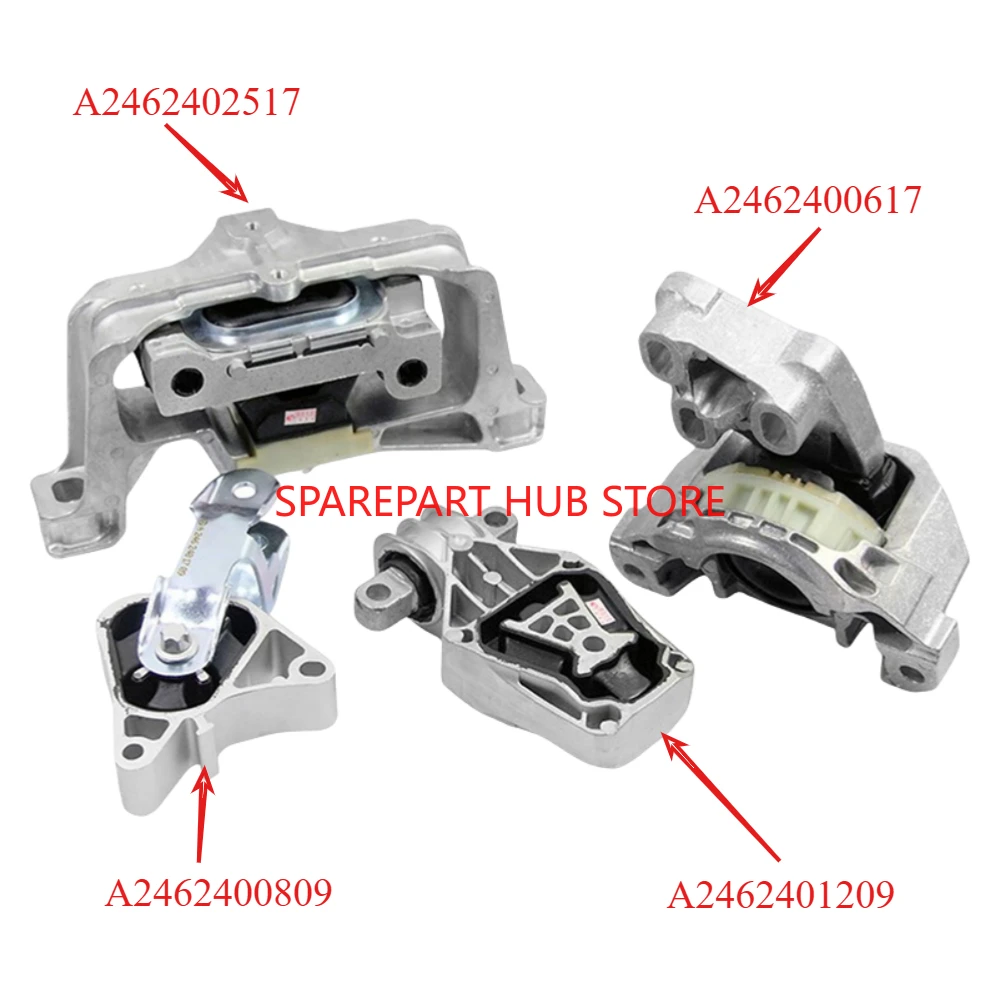 OEM 4 шт. 2462402517 2462400617 2462401209 2462400809 Крепление двигателя и коробки передач для Mercedes-Benz CLA180 CLA200 GLA200 GLA250
