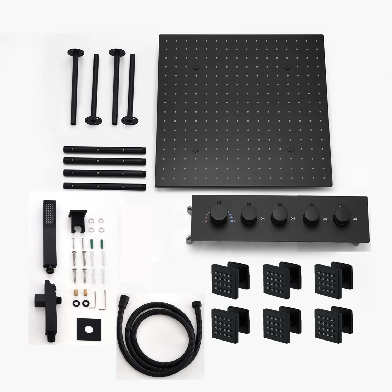 Imagem -03 - Luxo Led Conjunto de Cabeça de Chuveiro Spray de Névoa de Chuva Temperatura Constante Misturador de Válvulas com Jatos de Massagem Lateral 16 20 400 mm 500 mm