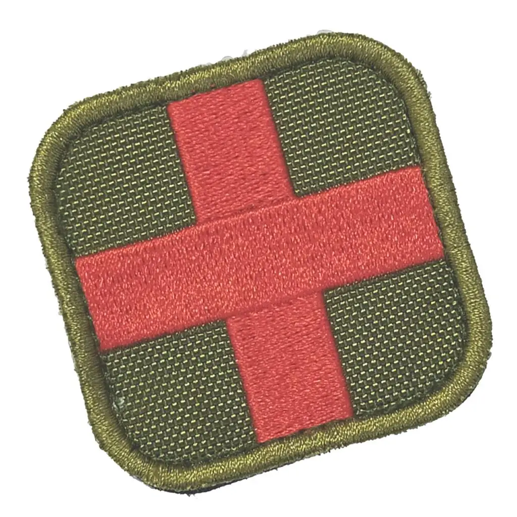 2 x 2inch Embroidery Sew On Hook & Loop Medic First Aid Red Cross Patches