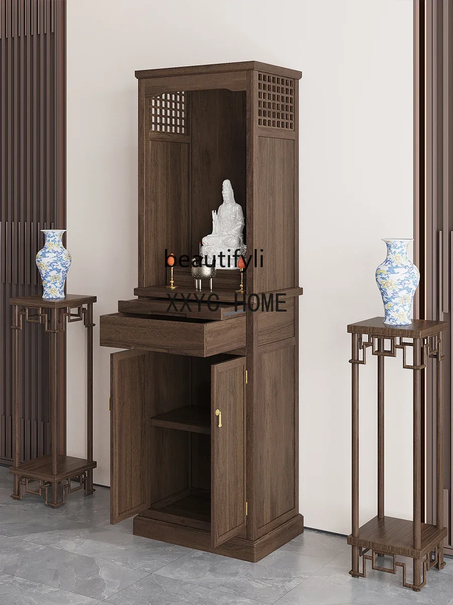 

Шкаф-алтарь для Будды и Гуаньинь, алтарь бога богатства, современный домашний алтарь-стол из массива дерева с дверцами