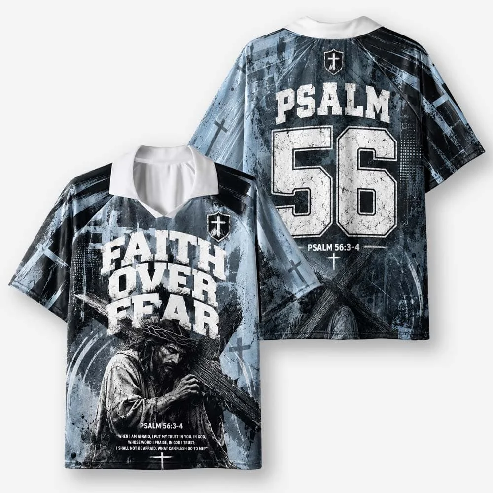 2026 New Lapel Polo Short Sleeved Shirt Retro Christian Cross Religious Pattern Printed T-shirt Fitness Training T-shirt