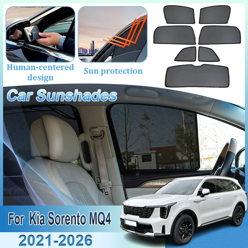For Kia Sorento MQ4 2021-2026 Car Magnetic Sun Visor Auto Accessories Sunscreen Window Privacy UV Mesh Sunshade Tools Privacy
