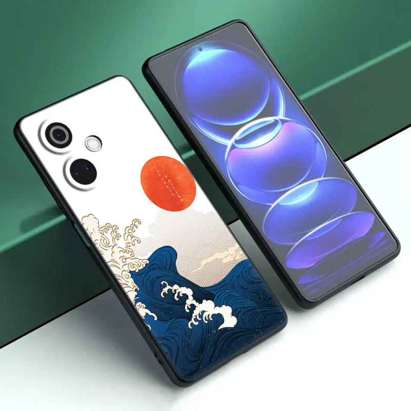 اليابانية موجة الفن الكرتون غطاء أسود جراب هاتف ل OnePlus Nord CE3 لايت 3 12 11 2T N30 CE2 N300 N200 10 9RT ACE 2V Pro 5G