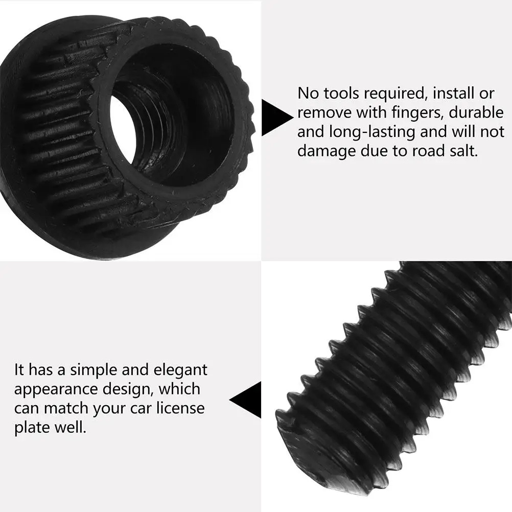 12Pcs Motorcycle License Plate Fasteners License Plate Fixing Screw For Garage Organ Black Nylon Screws Stable